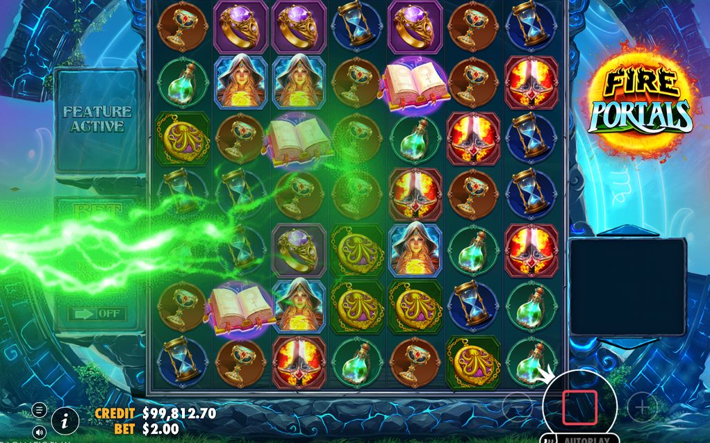 Free Spins round with Fire Portal Wilds kept on screen