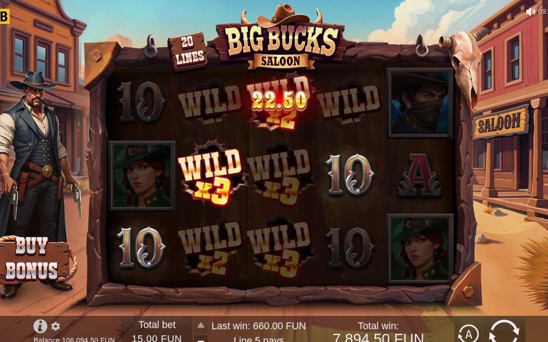 Win screen with a paying line from the leftmost reel