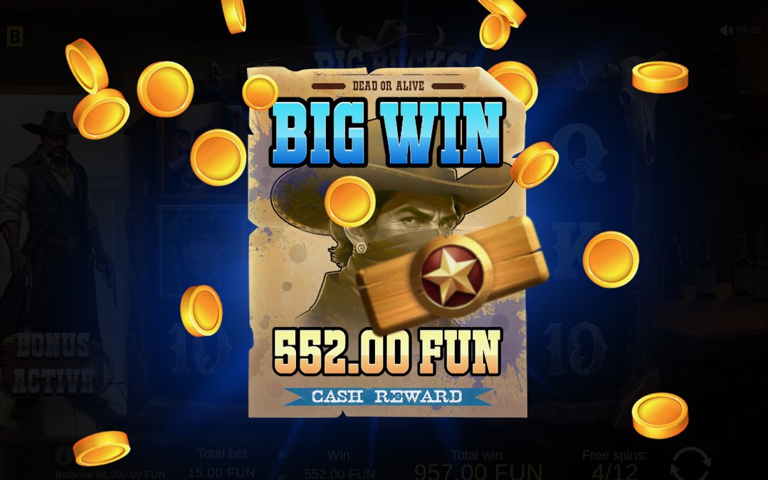 Free Spins started, background turned to dim saloon bar
